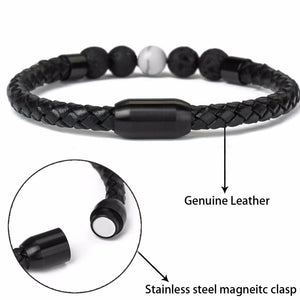 Men Beaded Leather Bracelet