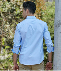 Men's shirt cotton solid color long sleeve