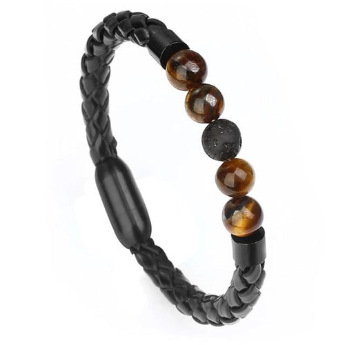 Men Beaded Leather Bracelet