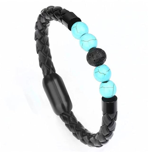 Men Beaded Leather Bracelet