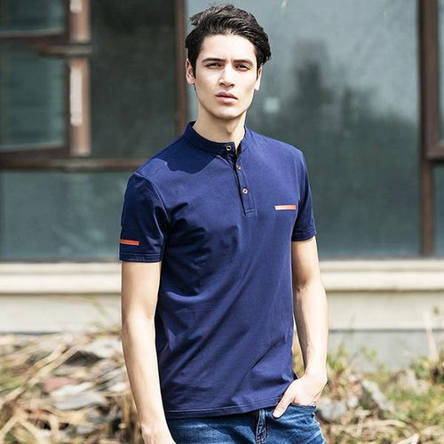 Polo shirt solid color stand collar