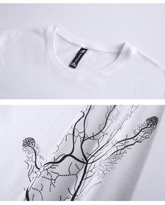 Men's summer cotton t-shirt with hand print